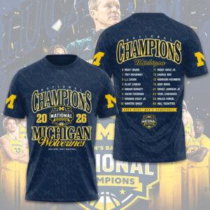 Michigan Wolverines 2026 NCAA Men’s Basketball National Champs 3D Apparel – TMTHU5023