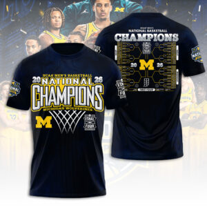 Michigan Wolverines 2026 Men's Basketball National Champions 3D Apparel - TANTN22134