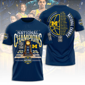 Michigan Wolverines 2026 Men's Basketball National Champions 3D Apparel - TANTN22140