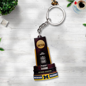 Michigan Wolverines 2026 Men's Basketball National Champions Custom Shape 2-sided Keychain - TANTN22145