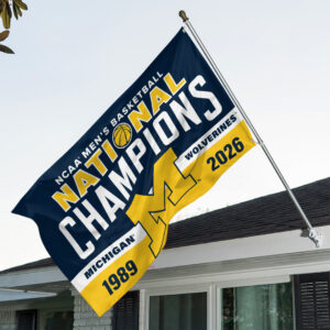 Michigan Wolverines 2026 Men's Basketball National Champions 3D Double-side House Flag - TANTN22194