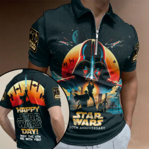 Star Wars 50th Anniversary Zip Polo Shirt - TANTN22513