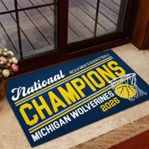 Michigan Wolverines 2026 Men's Basketball National Champions Custom Doormat - TANTN22551