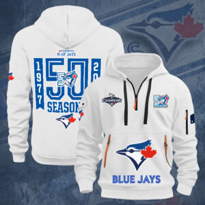 Toronto Blue Jays 50th Anniversary 2D Quarter Zip Hoodie - TANTN22075