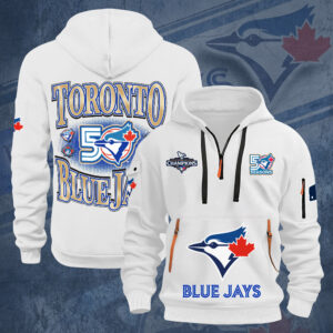 Toronto Blue Jays 50th Anniversary 2D Quarter Zip Hoodie - TANTN22073