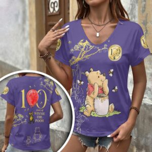 Winnie-the-Pooh 100th Anniversary 3D Women’s V-Neck T-Shirt - HOATT17640