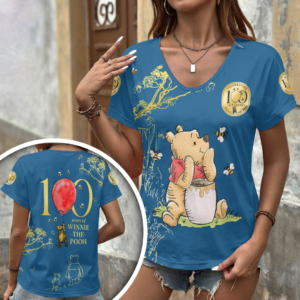 Winnie-the-Pooh 100th Anniversary 3D Women’s V-Neck T-Shirt - HOATT17152
