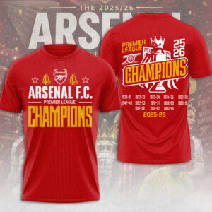 Arsenal FC Premier League Champions 25/26 3D Apparel - TMTHU6331