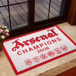Arsenal FC Premier League Champions 25/26 Custom Doormat - HOATT18317