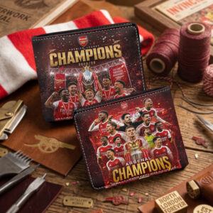 Arsenal FC Premier League Champions 25/26 3D Leather Men Wallet - GNE6631