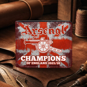 Arsenal FC Premier League Champions 25/26 3D Leather Men Wallet - GNE6634