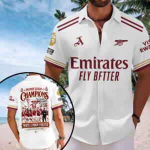 Arsenal FC Premier League Champions 25/26 Short Sleeve Button-Down Shirt – HOATT18202