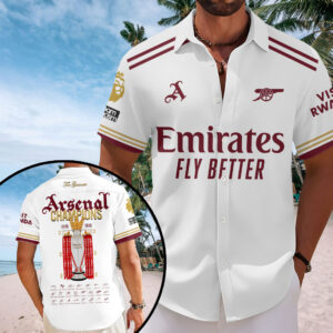 Arsenal FC Premier League Champions 25/26 Short Sleeve Button-Down Shirt – HOATT18286