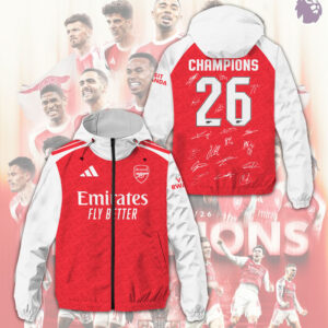 Arsenal FC Premier League Champions 25/26 3D Windbreaker Jacket - TMTHU6347