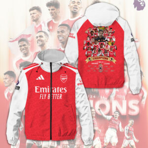 Arsenal FC Premier League Champions 25/26 3D Windbreaker Jacket - TMTHU6348