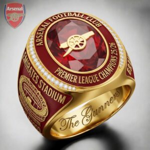 Arsenal FC Premier League Champions 25/26 3D Engraved Ring - TANTN23043