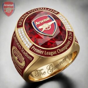 Arsenal FC Premier League Champions 25/26 3D Engraved Ring - TANTN23044