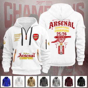 Arsenal FC Premier League Champions 25/26 2D Quarter Zip Hoodie - GNE6695