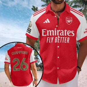 Arsenal FC Premier League Champions 25/26 Short Sleeve Button-Down Shirt – HOATT18193