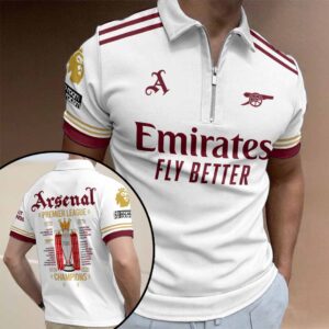Arsenal FC Premier League Champions 25/26 Zip Polo Shirt - HOATT18192