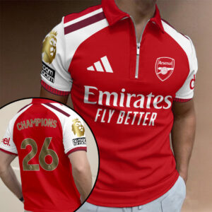 Arsenal FC Premier League Champions 25/26 Zip Polo Shirt - TANTN23070