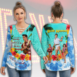 Elvis Presley Women’s Long Sleeve Neckline Tie Sweatshirt – HOATT18269