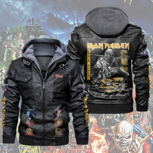 Iron Maiden 2D Leather Hooded Jacket - TMTHU6378