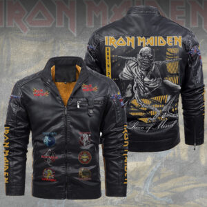 Iron Maiden 2D Leather Yellow Fleece Jacket - TMTHU6373