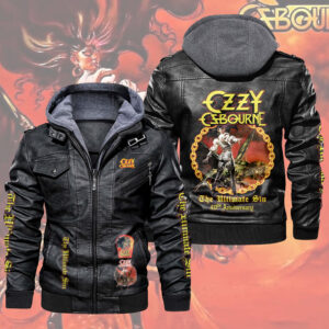 Ozzy Osbourne The Ultimate Sin 40th Anniversary 2D Leather Hooded Jacket - TMTHU6376