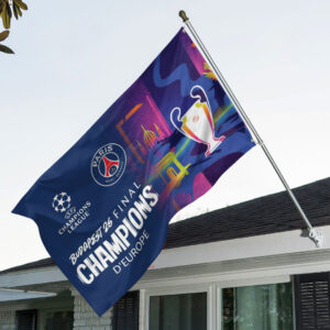 Paris Saint-Germain Champions of Europe 25/26 3D Double-side House Flag - TANTN23278
