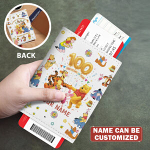 Personalized Winnie-the-Pooh 100th Anniversary Leather Passport Cover - TMTHU6391