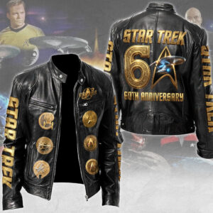Star Trek 60th Anniversary Motorcycle Leather Jacket - TMTHU6166