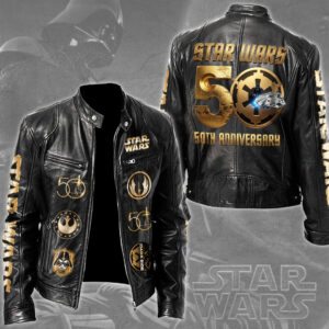 Star Wars 50th Anniversary 2027 Motorcycle Leather Jacket - TMTHU6201