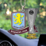 Aston Villa Europa League Winners 25/26 Custom shape 2-sided Acrylic Car Ornament – TANTN23052