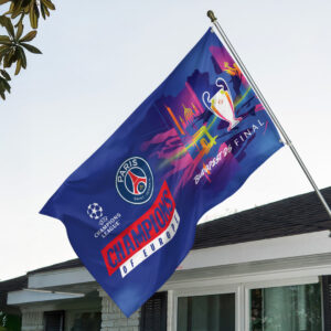 Paris Saint-Germain Champions of Europe 25/26 3D Double-side House Flag - TANTN23279