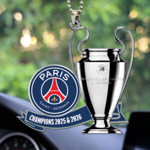 Paris Saint-Germain Champions of Europe 25/26 Custom shape 2-sided Acrylic Car Ornament - TANTN23281