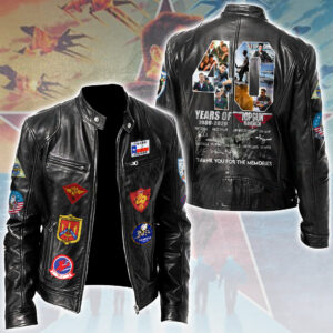 Top Gun 40th Anniversary Motorcycle Leather Jacket - TMTHU6395