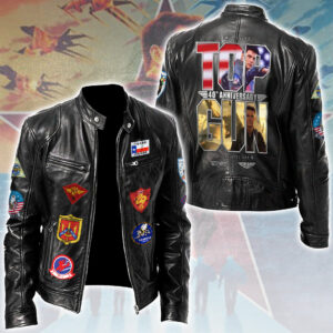 Top Gun 40th Anniversary Motorcycle Leather Jacket - TMTHU6252