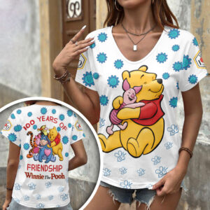 Winnie-the-Pooh 100th Anniversary 3D Women’s V-Neck T-Shirt - HOATT17865