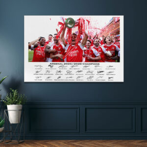 Arsenal FC Premier League Champions 25/26 Rectangle Canvas With Inner Frame - HOATT18425