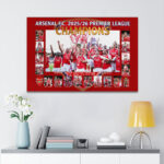 Arsenal FC Premier League Champions 25/26 Rectangle Canvas With Inner Frame – HOATT18845