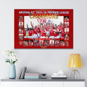 Arsenal FC Premier League Champions 25/26 Rectangle Canvas With Inner Frame - HOATT18845