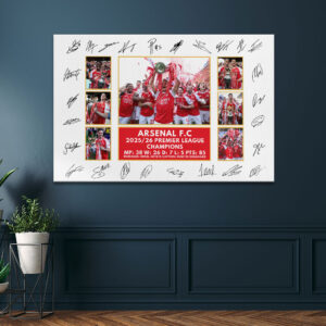 Arsenal FC Premier League Champions 25/26 Rectangle Canvas With Inner Frame - HOATT18846