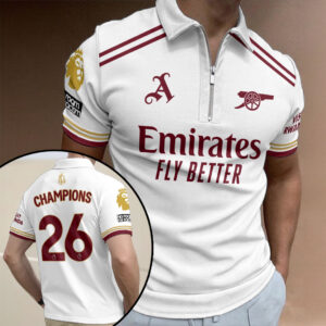 Arsenal FC Premier League Champions 25/26 Zip Polo Shirt - HOATT18419