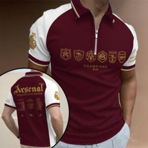 Arsenal FC Premier League Champions 25/26 Zip Polo Shirt - GNE6817