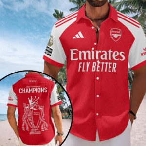 Arsenal FC Premier League Champions 25/26 Short Sleeve Button-Down Shirt – HOATT18484