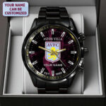 Personalized Aston Villa FC Black Stainless Steel Watch – TANTN23560
