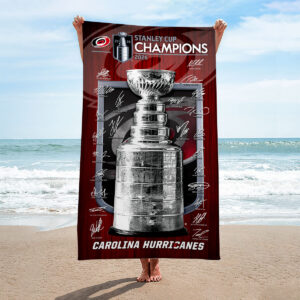 Carolina Hurricanes 2026 Stanley Cup Champions Rectangle Beach Towel - HOATT18807