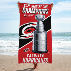 Carolina Hurricanes Stanley Cup Champions 2026 Rectangle Beach Towel - TANTN23650