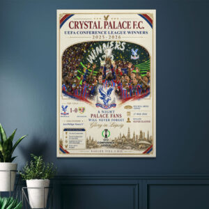 Crystal Palace FC 2026 UEFA Conference League Winners Rectangle Canvas With Inner Frame - HOATT18534